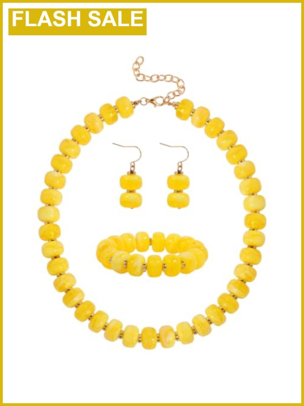 Beaded Necklace Bracelet Earrings Set Acrylic Adjustable Boho Jewelry